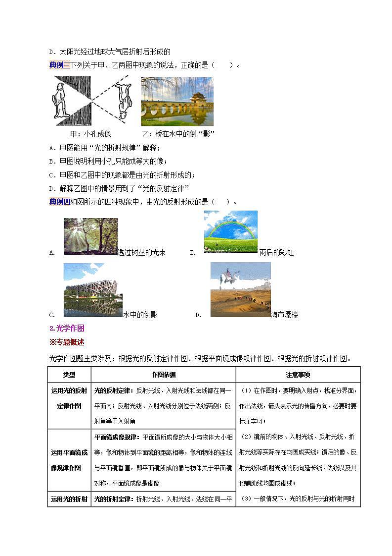 人教版2023年八年级物理上册同步精品讲义  课时4.6  第四章  光现象复习总结【学生版+教师版】03