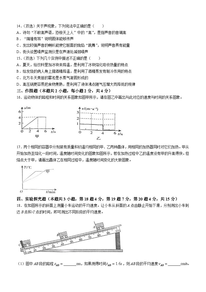 河南省平顶山三六联校2023-2024学年八年级上学期期中考试物理试题03