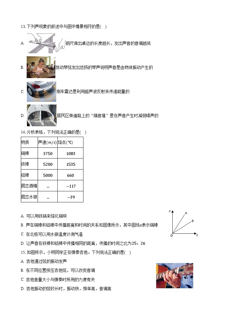 山东省青岛海诺学校2023_2024学年八年级上学期物理月考试卷03