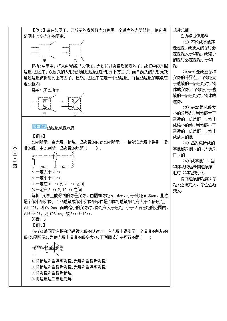 第五章透镜及其应用本章复习和总结教案（人教版八上物理）第2页