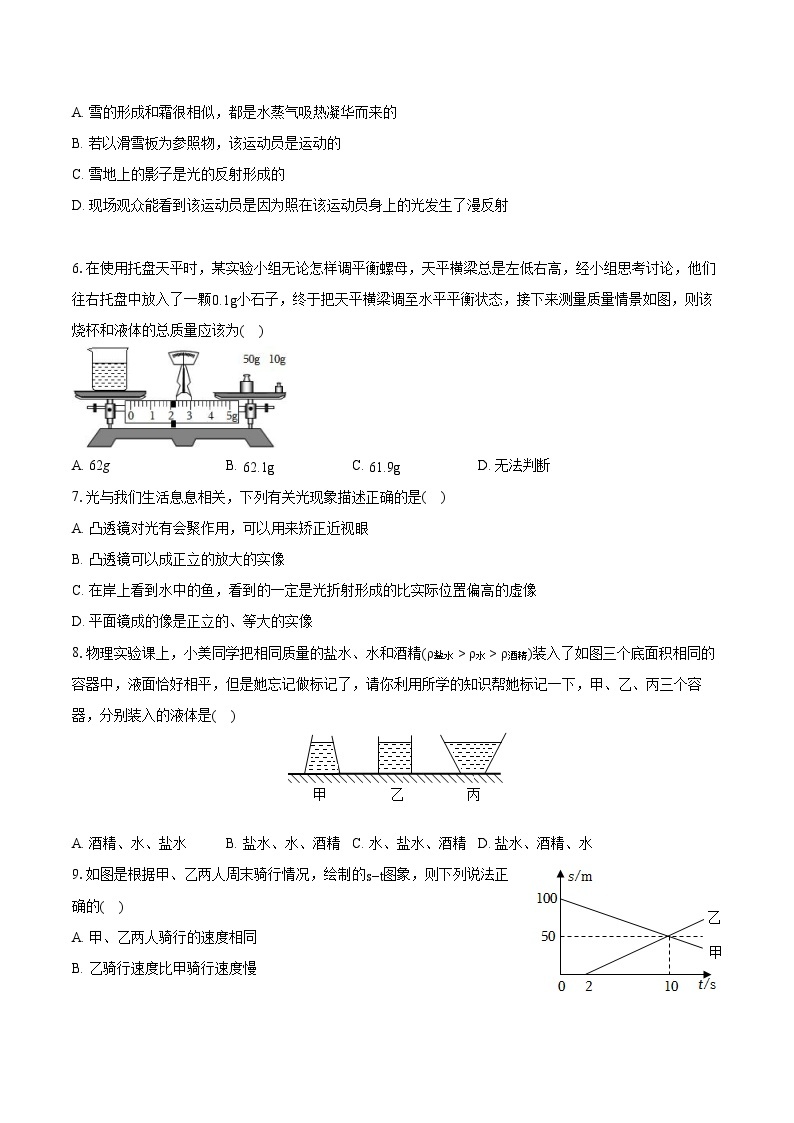 2022-2023学年安徽省阜阳市八年级（上）期末物理试卷（含答案解析）02