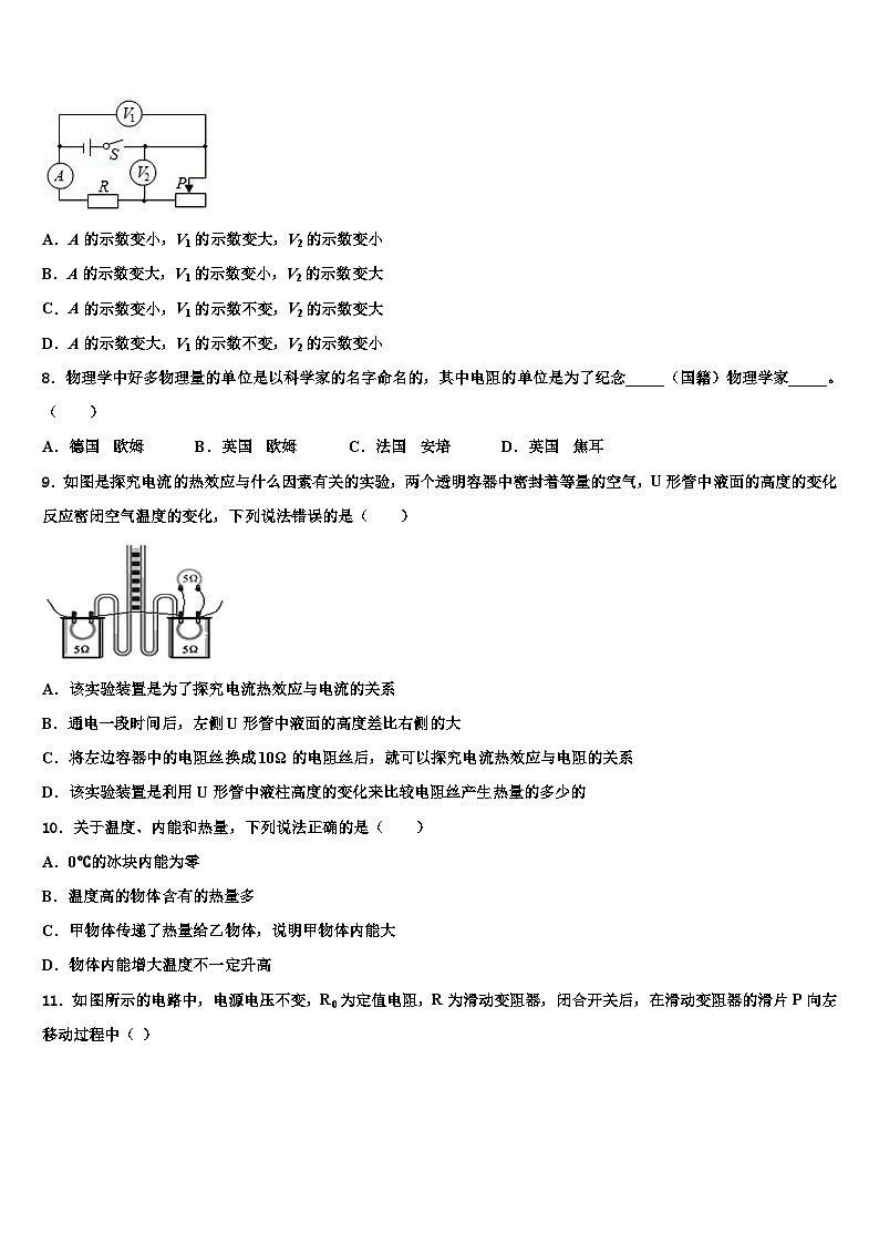 江西省中学2023年物理九年级第一学期期末学业质量监测试题03