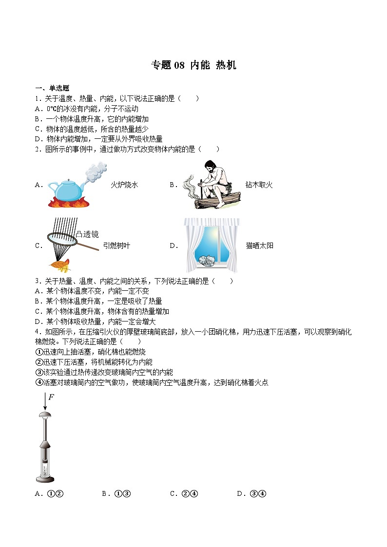 专题08 内能 热机（原卷版）第1页