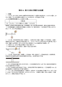 特训01 期中压轴计算题与实验题-2023-2024学年八年级物理第二学期期中期末挑战满分冲刺卷（上海沪教版）