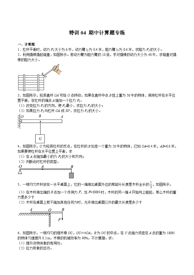 特训04 期中计算题专练-2023-2024学年八年级物理第二学期期中期末挑战满分冲刺卷（上海沪教版）01