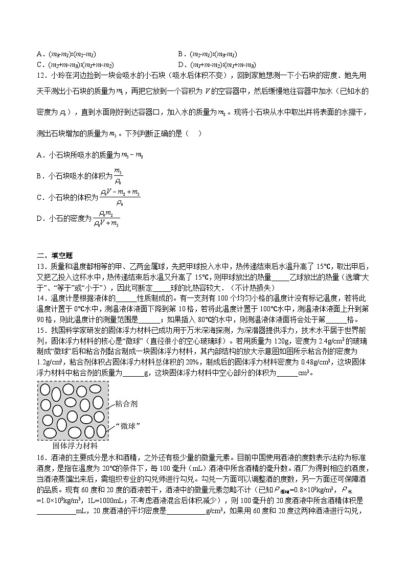 特训08 期末选填（含创新信息题）压轴题（5.1-6.1）-2023-2024学年八年级物理第二学期期中期末挑战满分冲刺卷（上海沪教版）03
