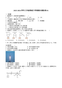 期末模拟卷01-2023-2024学年八年级物理第二学期期中期末挑战满分冲刺卷（上海沪教版）