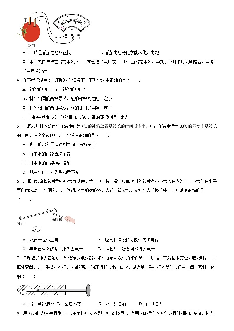 广东省广州市清华附中湾区学校2023-2024学年九年级上学期期中物理试题第2页