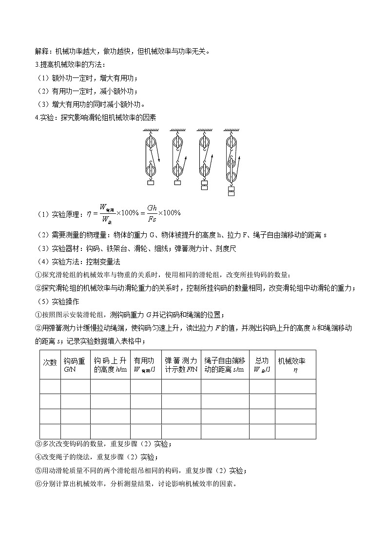11.5机械效率-2023-2024学年九年级物理上册知识归纳+高效训练（苏科版）02