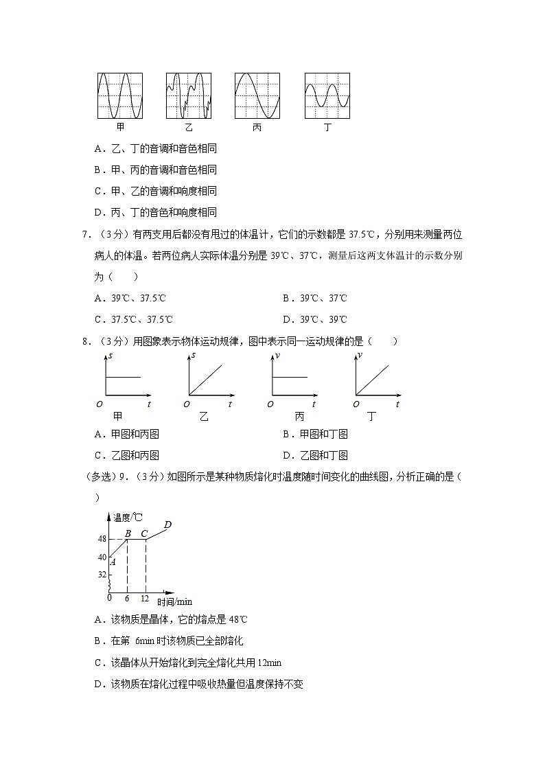 贵州省凯里市第一初级中学2023-2024学年 八年级上学期期中物理试卷02
