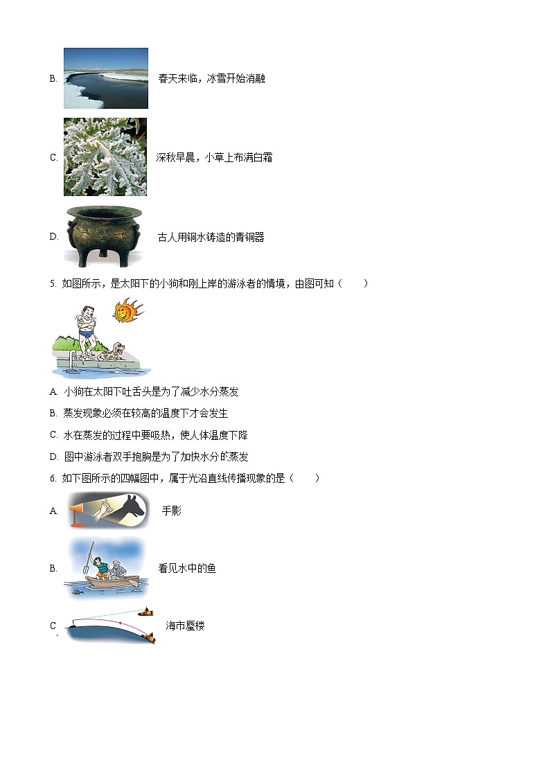 2023-2024学年广东省中山市八年级上学期期中物理试题02