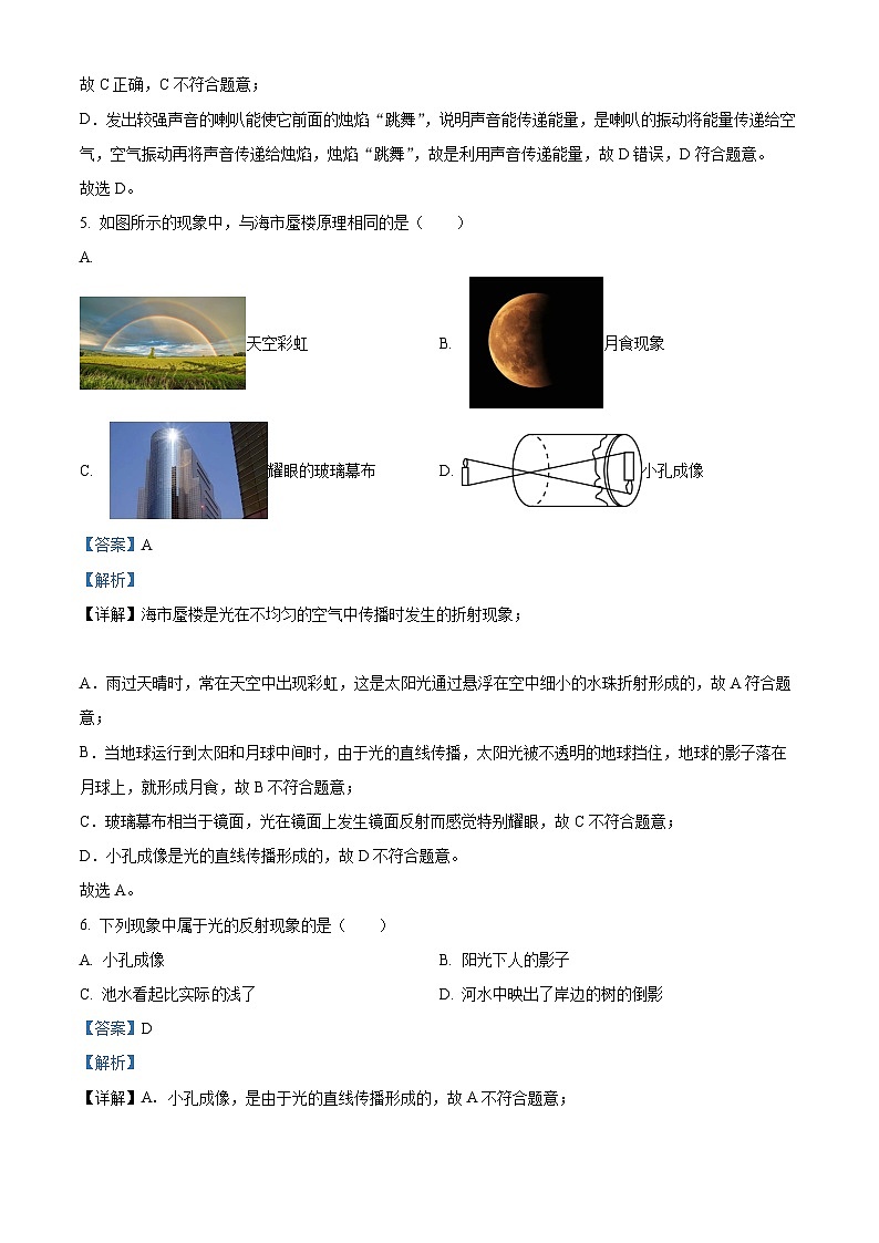2023-2024学年广东省珠海市八年级上学期期中模拟物理试题（解析版）第3页