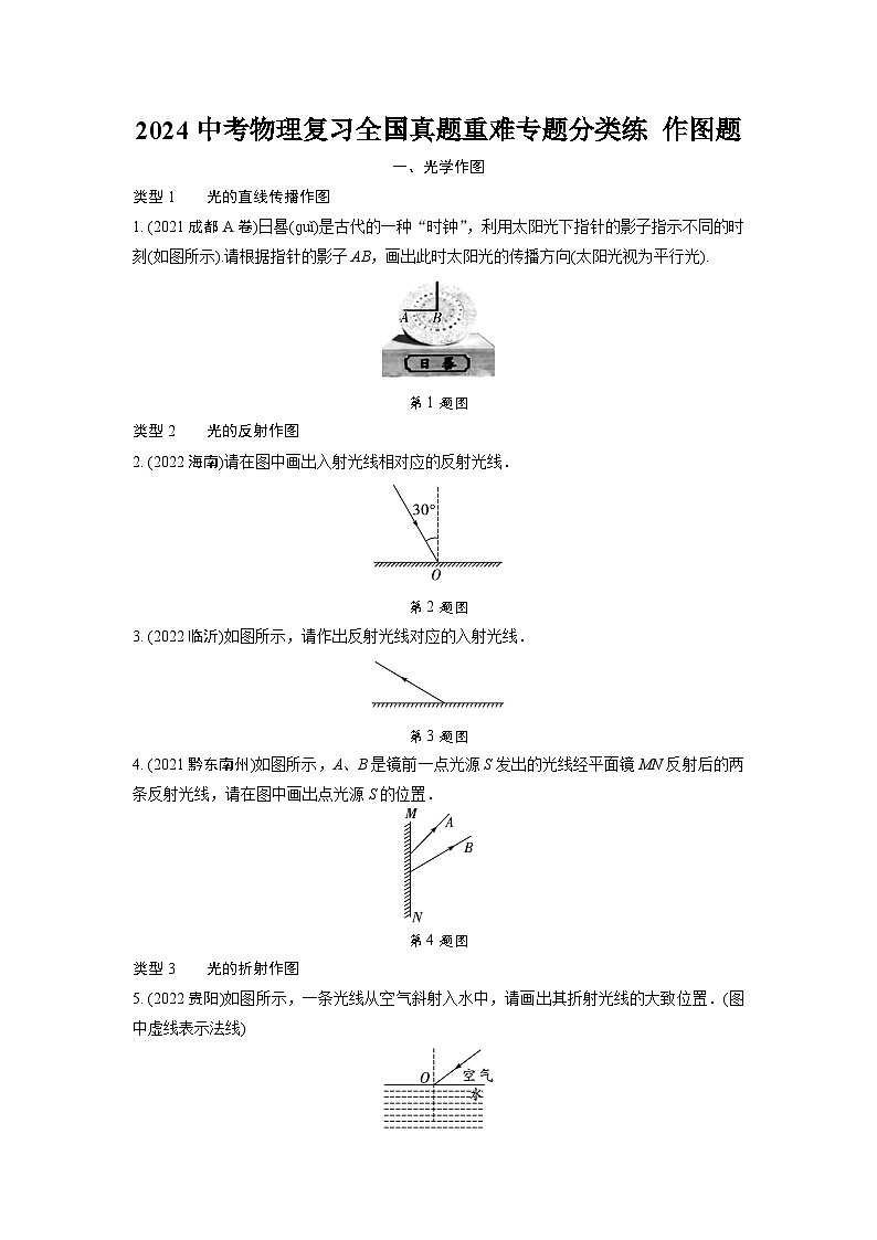 2024中考物理复习全国真题重难专题分类练+作图题++第1页