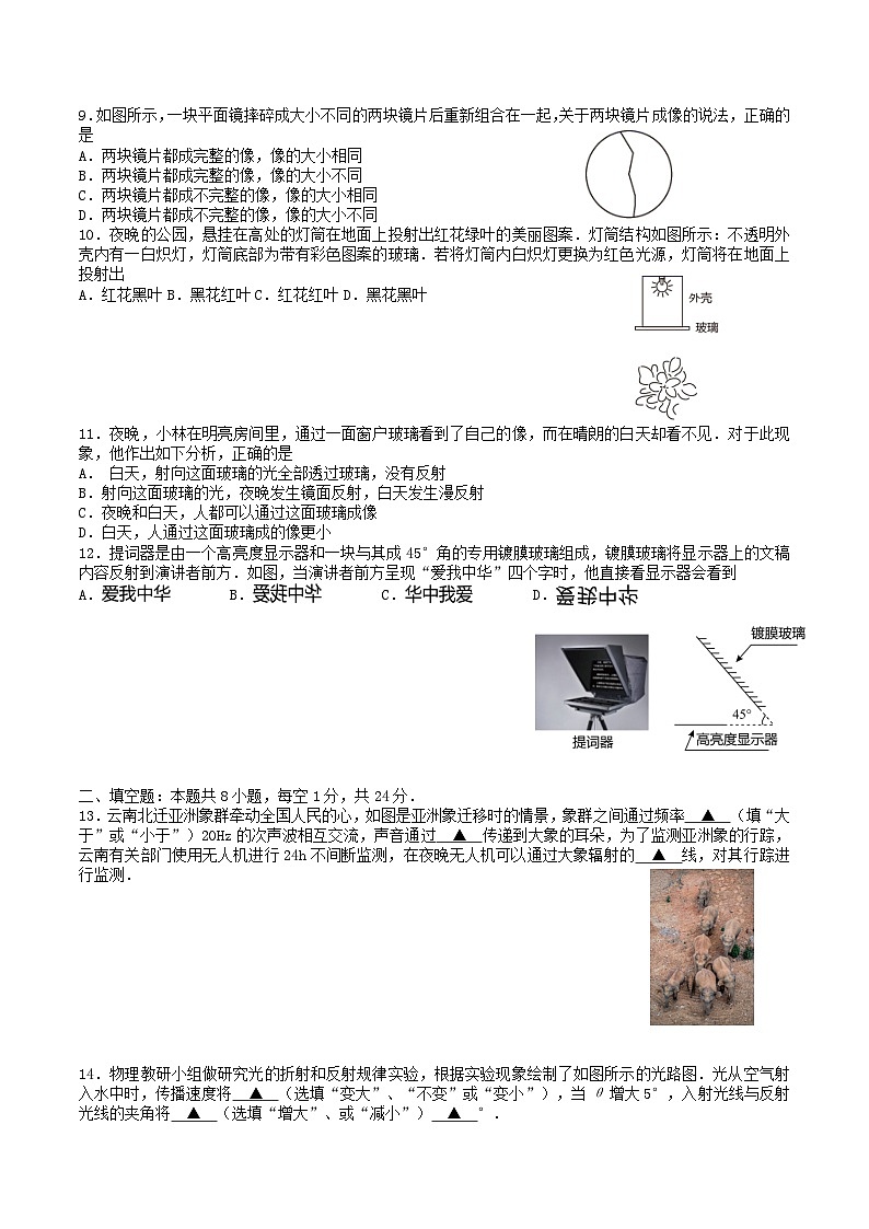 2021-2022学年江苏省盐城市滨海县八年级上学期期中物理试题及答案02