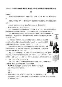 2022-2023学年河南省南阳市唐河县八年级下学期期中物理试题及答案