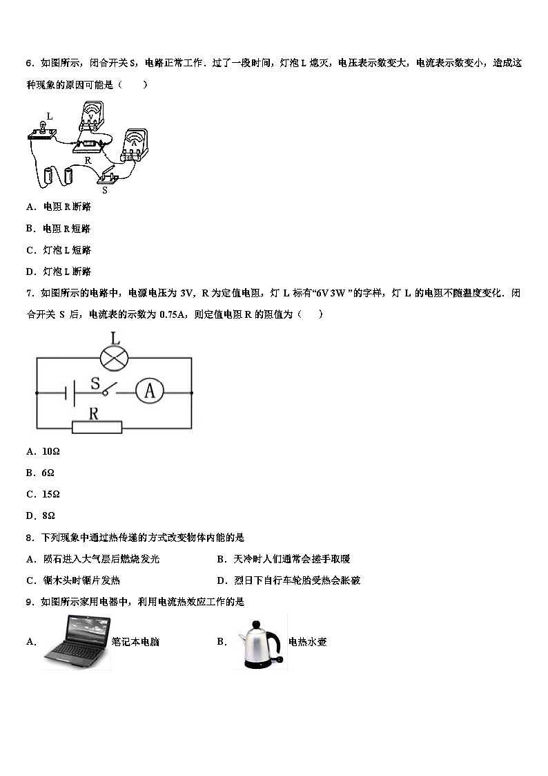2023-2024学年福建省中学九年级物理第一学期期末质量跟踪监视试题02