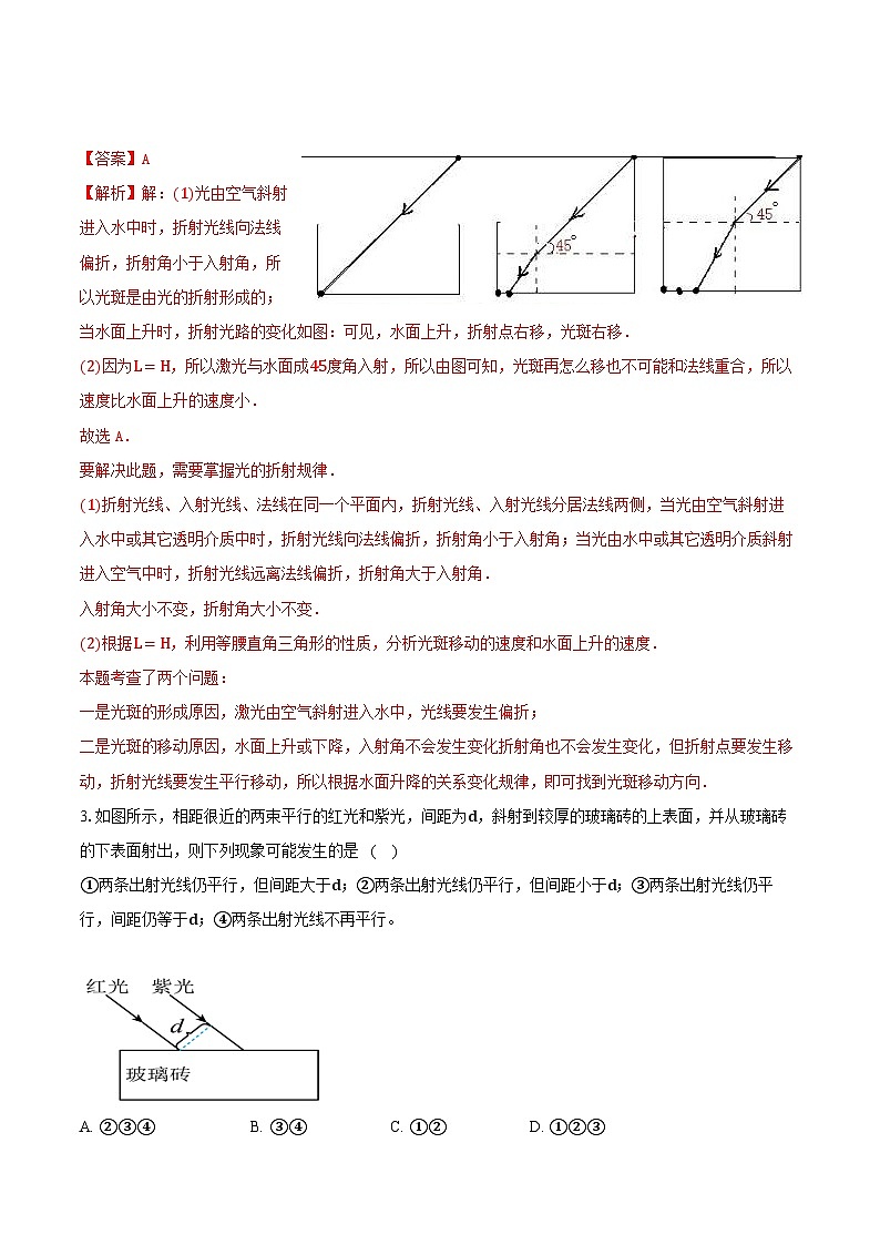 专题07 光的折射特点及现象分析（难）2023-2024学年初中物理中考专项复习03