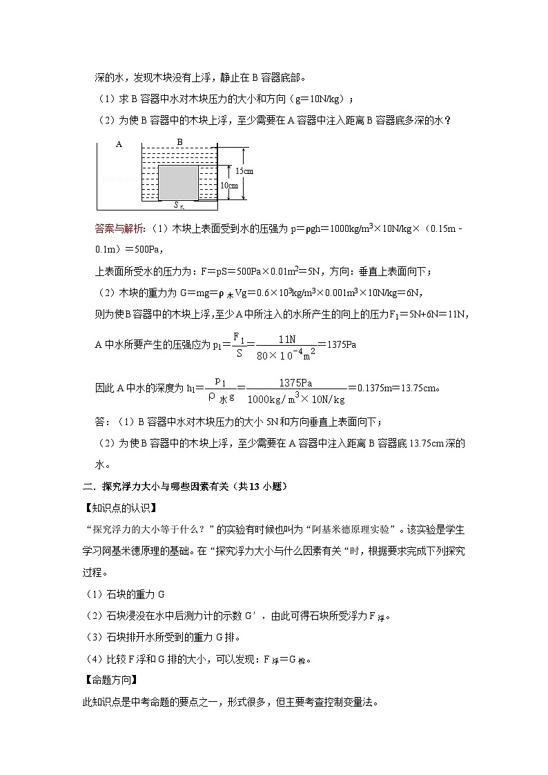 33浮力与浮力的产生原因、阿基米德原理及其应用-初中物理自主招生精品讲义练习03