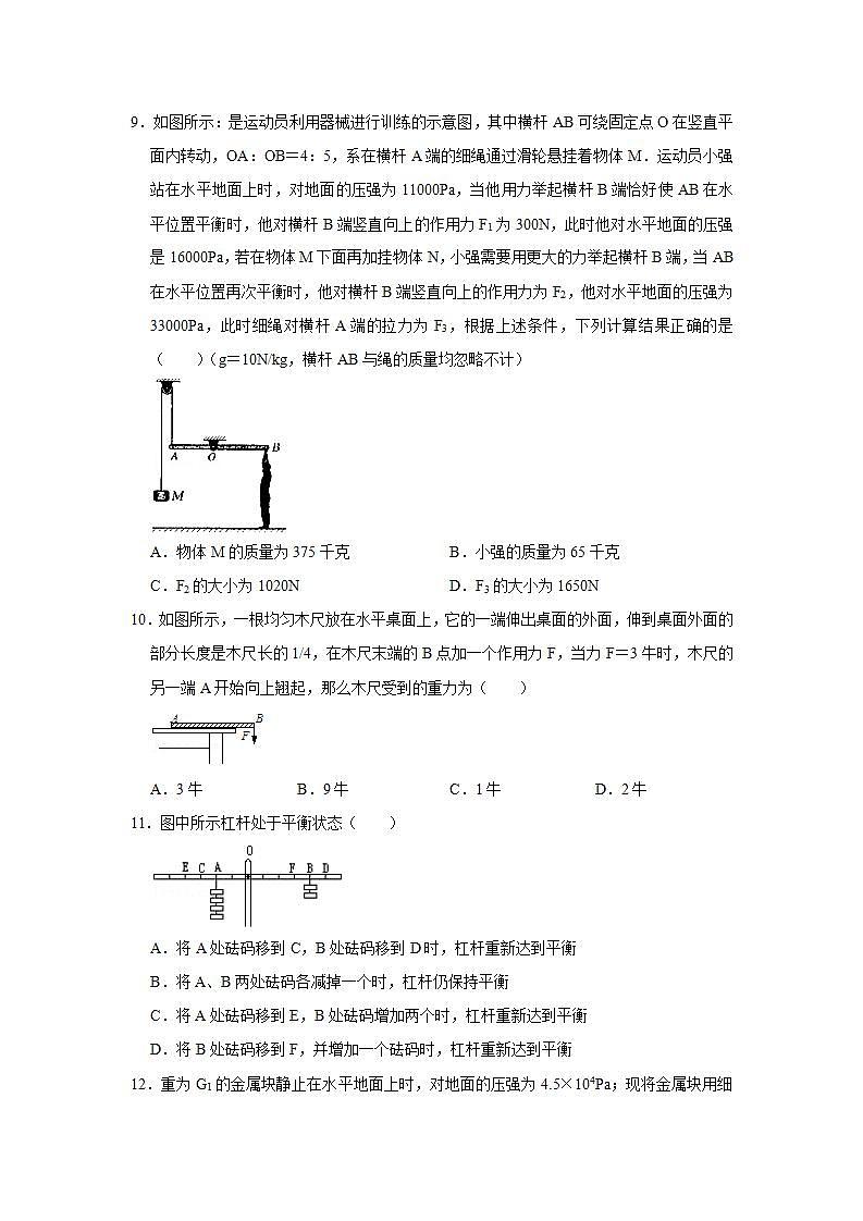 42杠杆及其五要素、探究杠杆的平衡条件、杠杆的动态平衡分析、杠杆的分类与应用 02（学生版）第3页