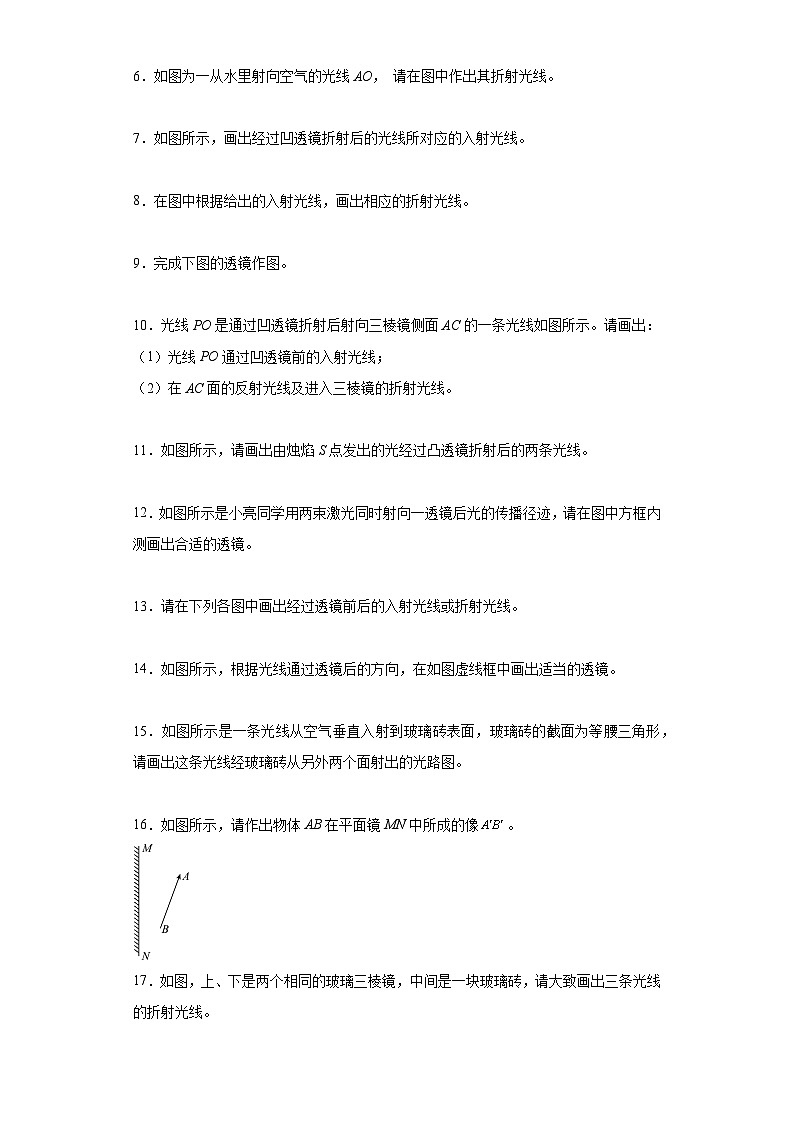 【期末复习】人教版 八年级上册 物理  期末作图题专题训练（含解析）02