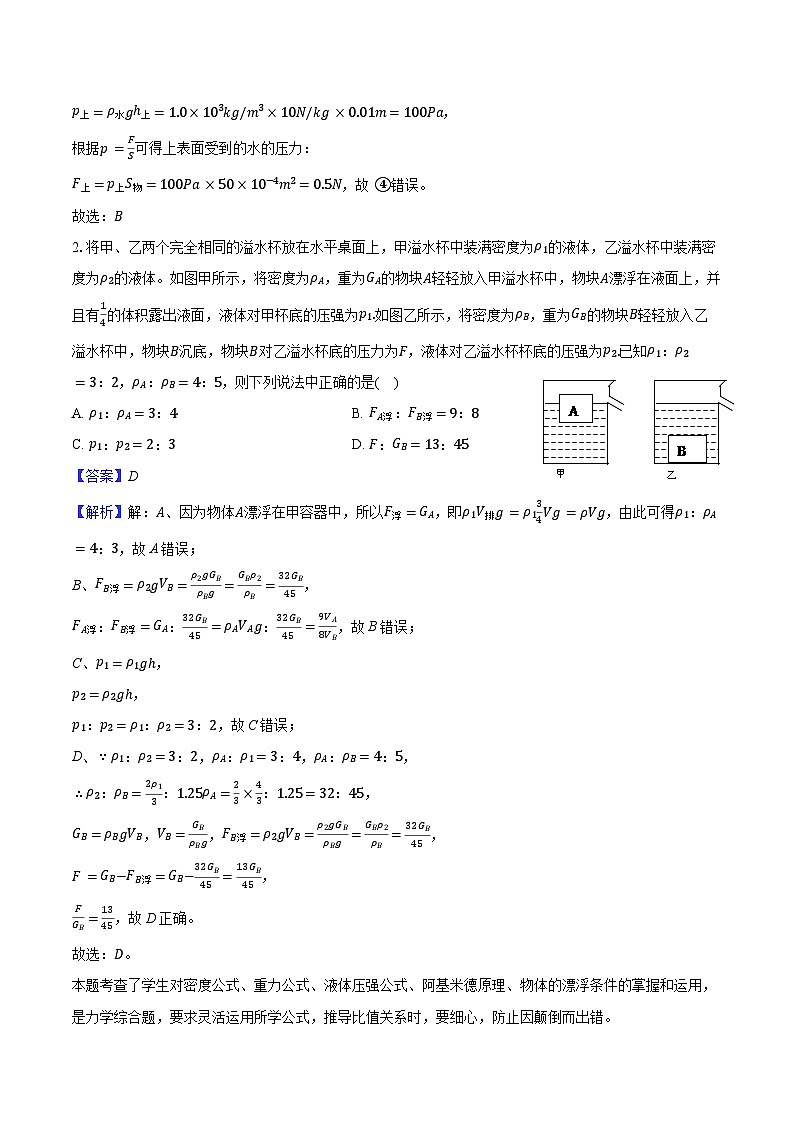 专题21 压强与浮力综合解析版第3页