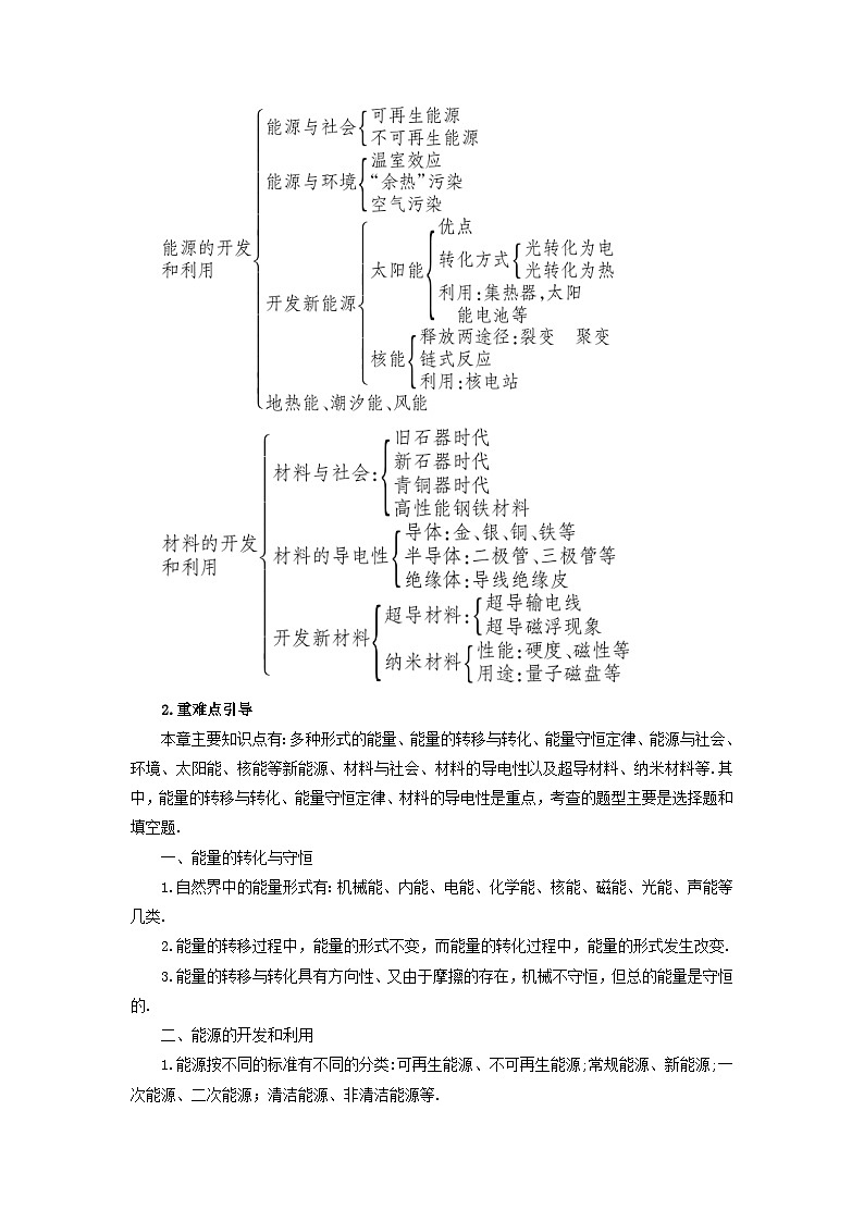 第二十章能源材料与社会本章复习和总结教案（沪科版九年级物理）02