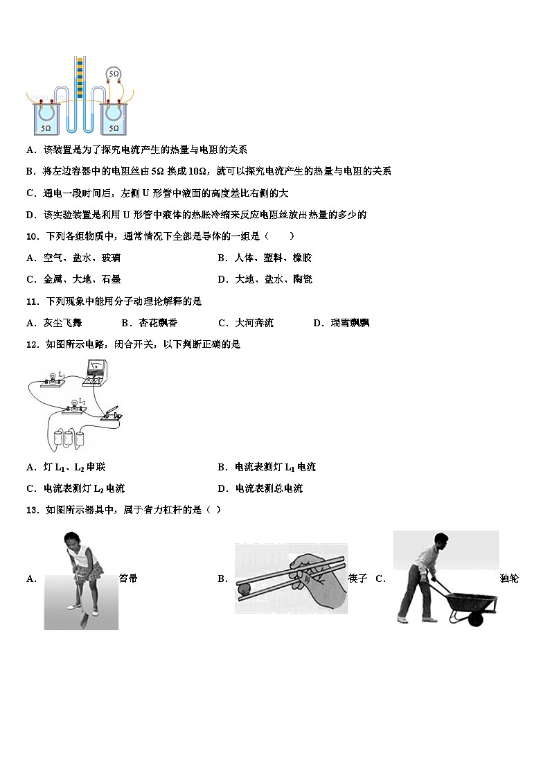 2023-2024学年广西重点中学物理九年级第一学期期末质量检测模拟试题第3页