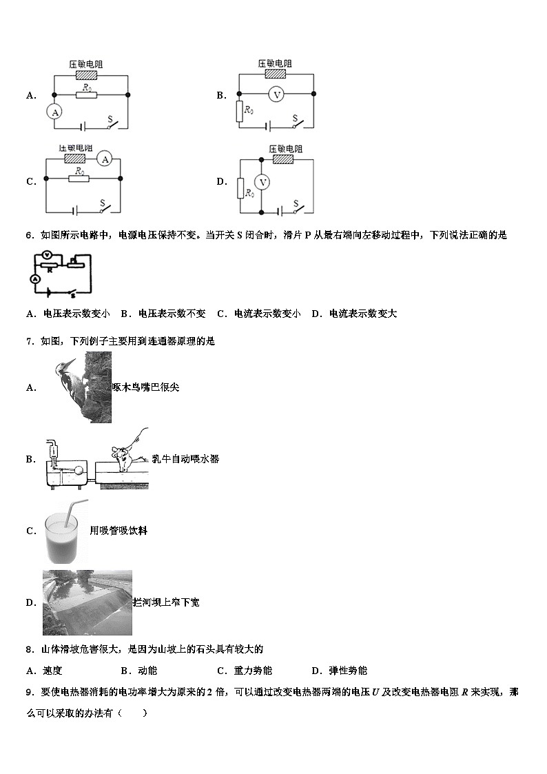 浙江省2023-2024学年物理九年级上期末模拟测试试题第2页