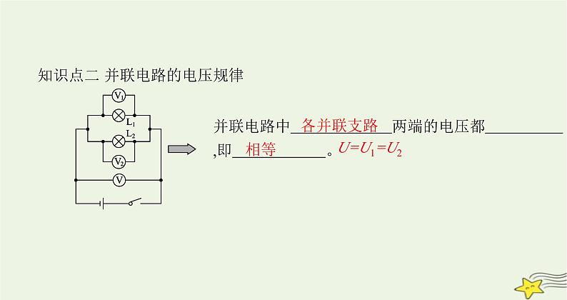 沪科版九年级物理第十四章了解电路第五节第二课时探究串并联电路中的电压特点课件第3页