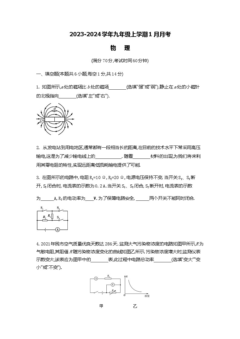 河南省商丘市民权县2023-2024学年九年级上学期1月月考物理试题01