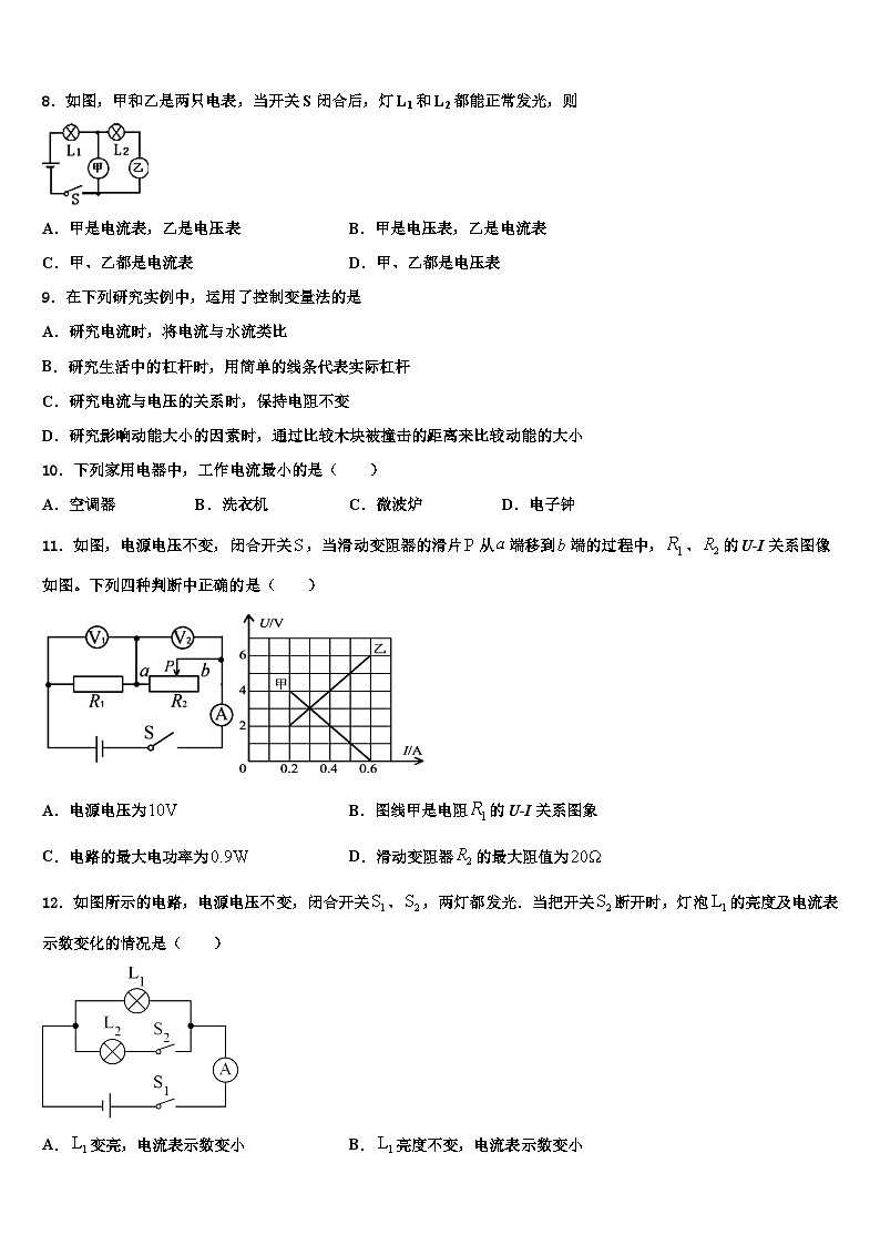 2023-2024学年海南省物理九年级第一学期期末检测试题第3页