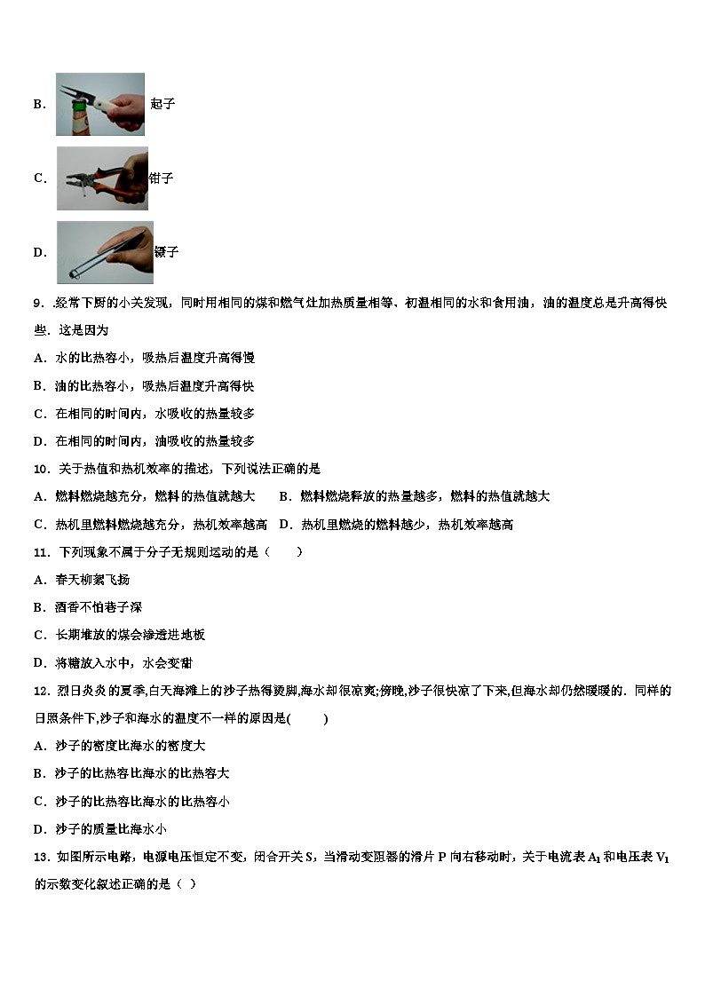 2023-2024学年海南省物理九上期末统考模拟试题第3页