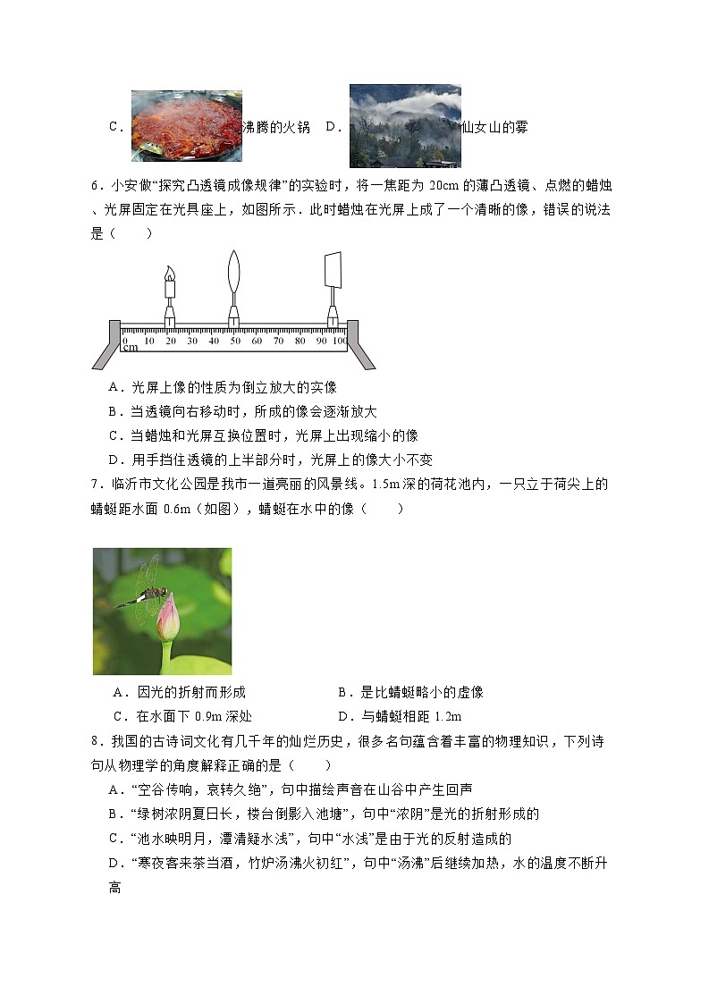 湖北省黄石市阳新县2023-2024学年八年级上册期末考试物理模拟试卷（附答案）第2页