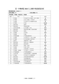 【一中物理】2020八上期中试卷+答案