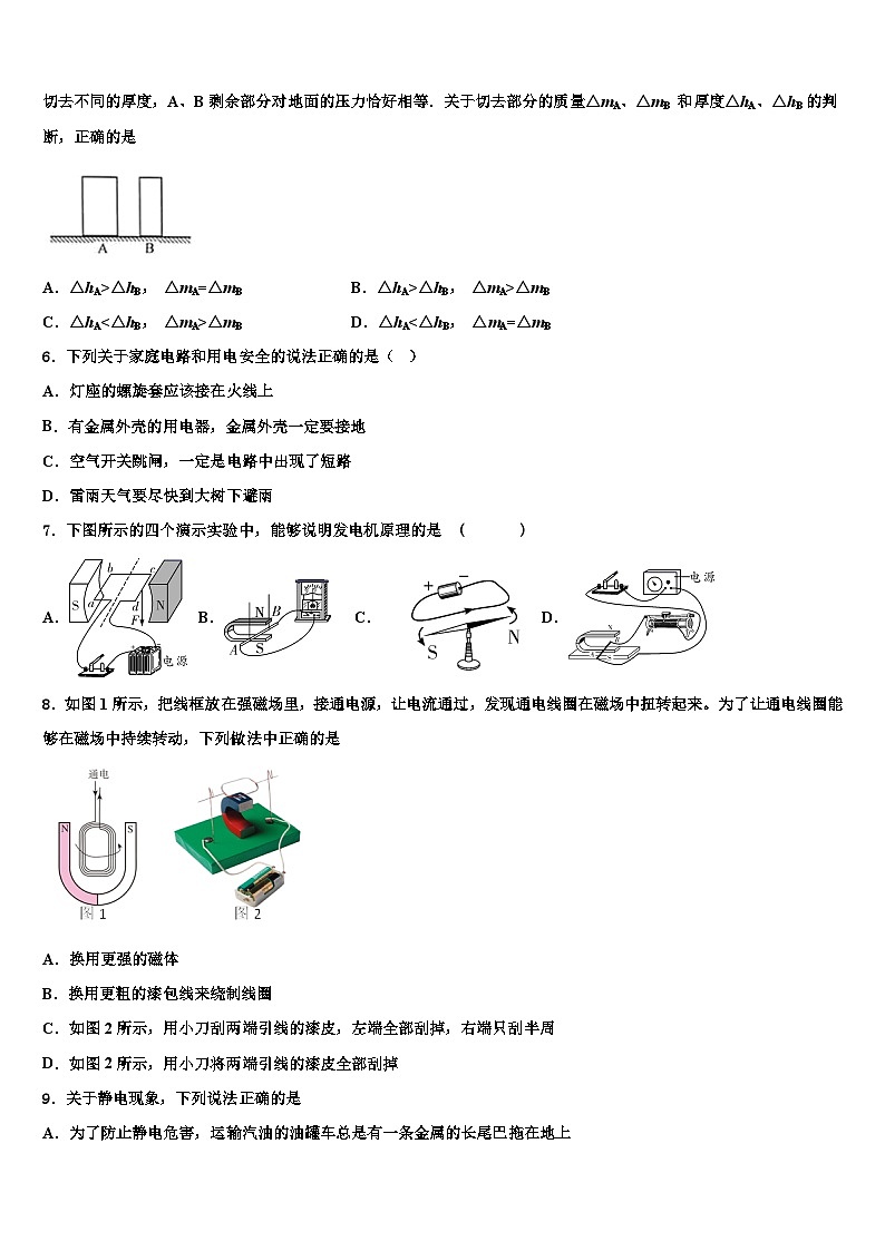 北京市2024届九年级物理第一学期期末模拟试题02