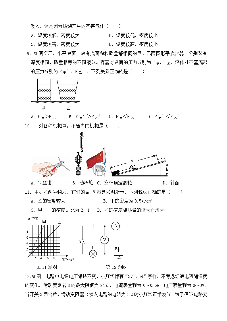 2021年湖南省永州市初中学业水平考试模拟物理试题（六）03