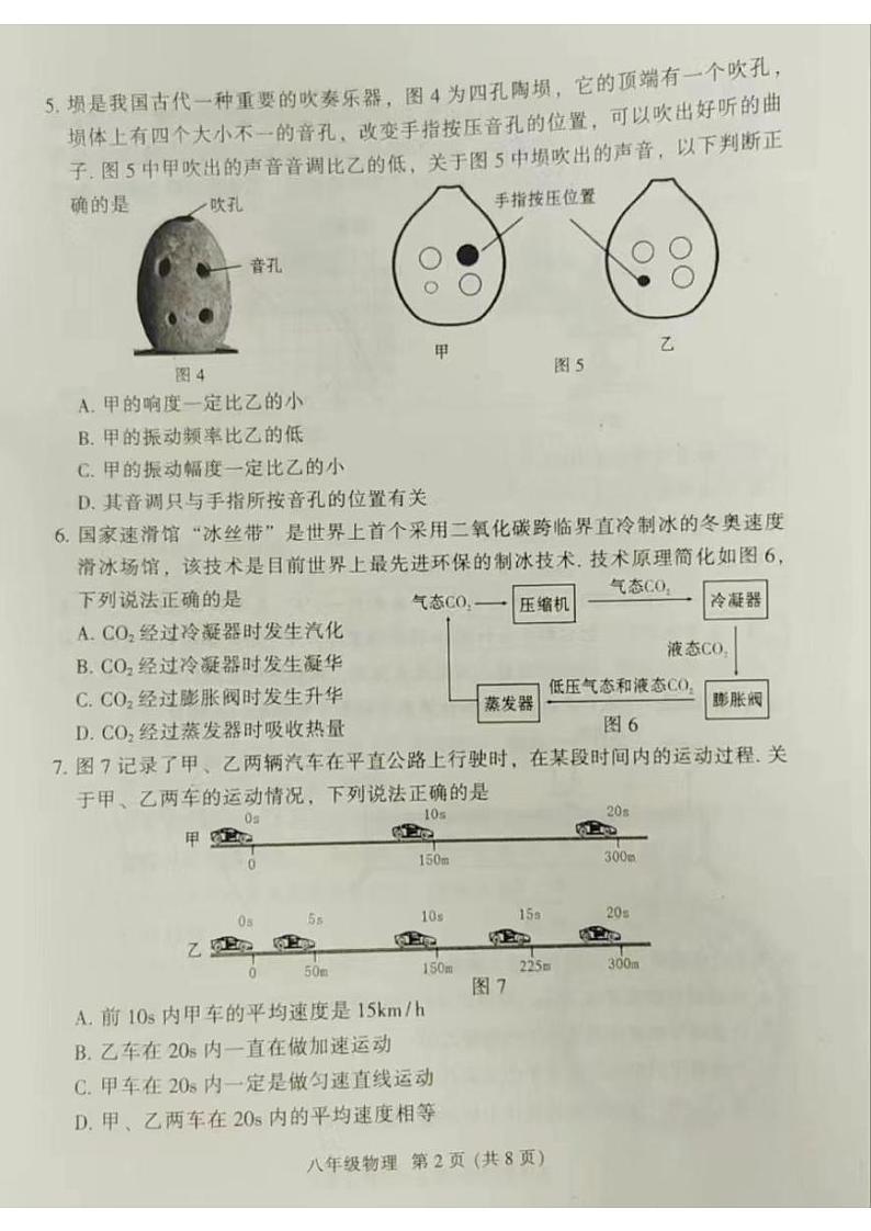 广东省广州市越秀区2022-2023学年八年级上学期期末考试物理试卷第2页