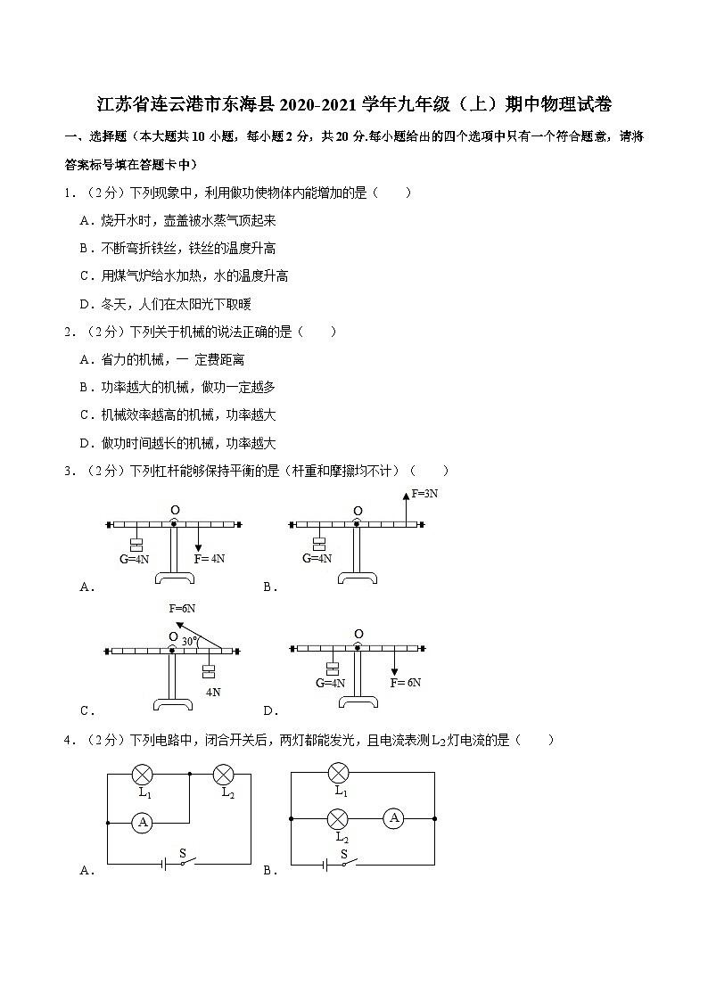 江苏省连云港市东海县2020-2021学年九年级上学期期中物理试卷01