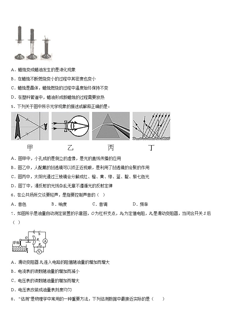 2023-2024学年丽江市重点中学八上物理期末监测模拟试题含答案02
