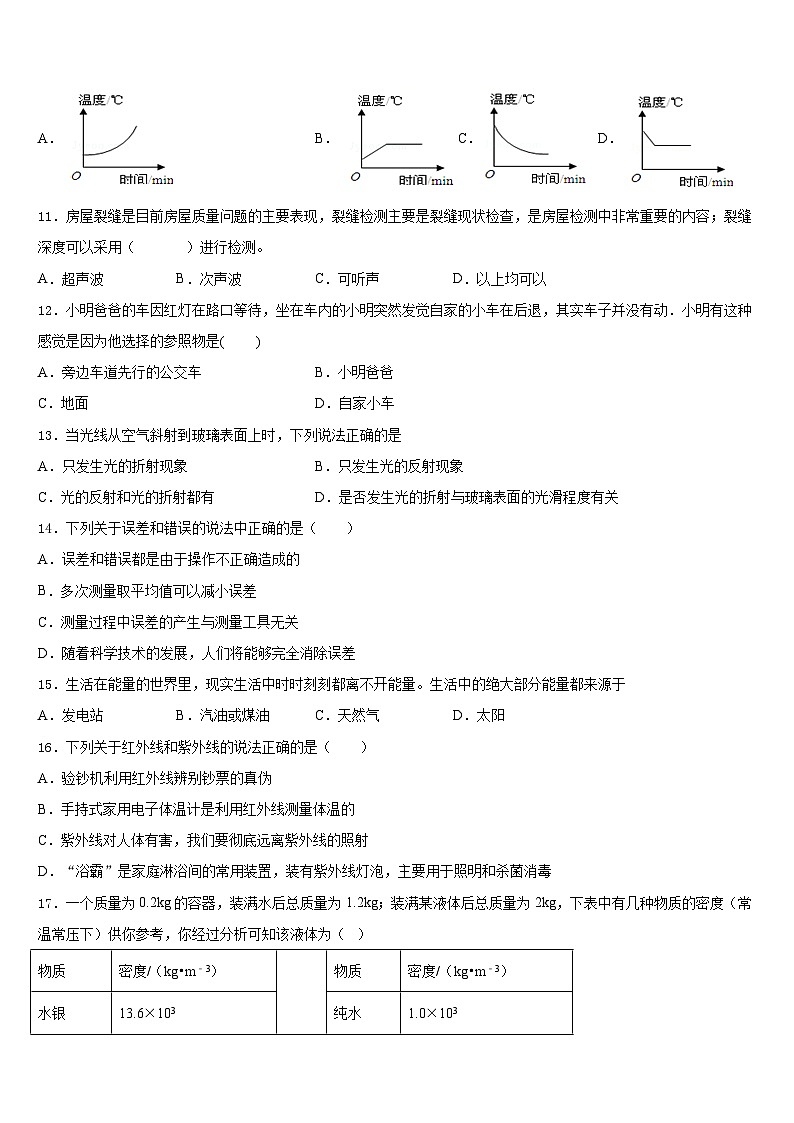 2023-2024学年上海市长宁区9校八年级物理第一学期期末联考试题含答案03