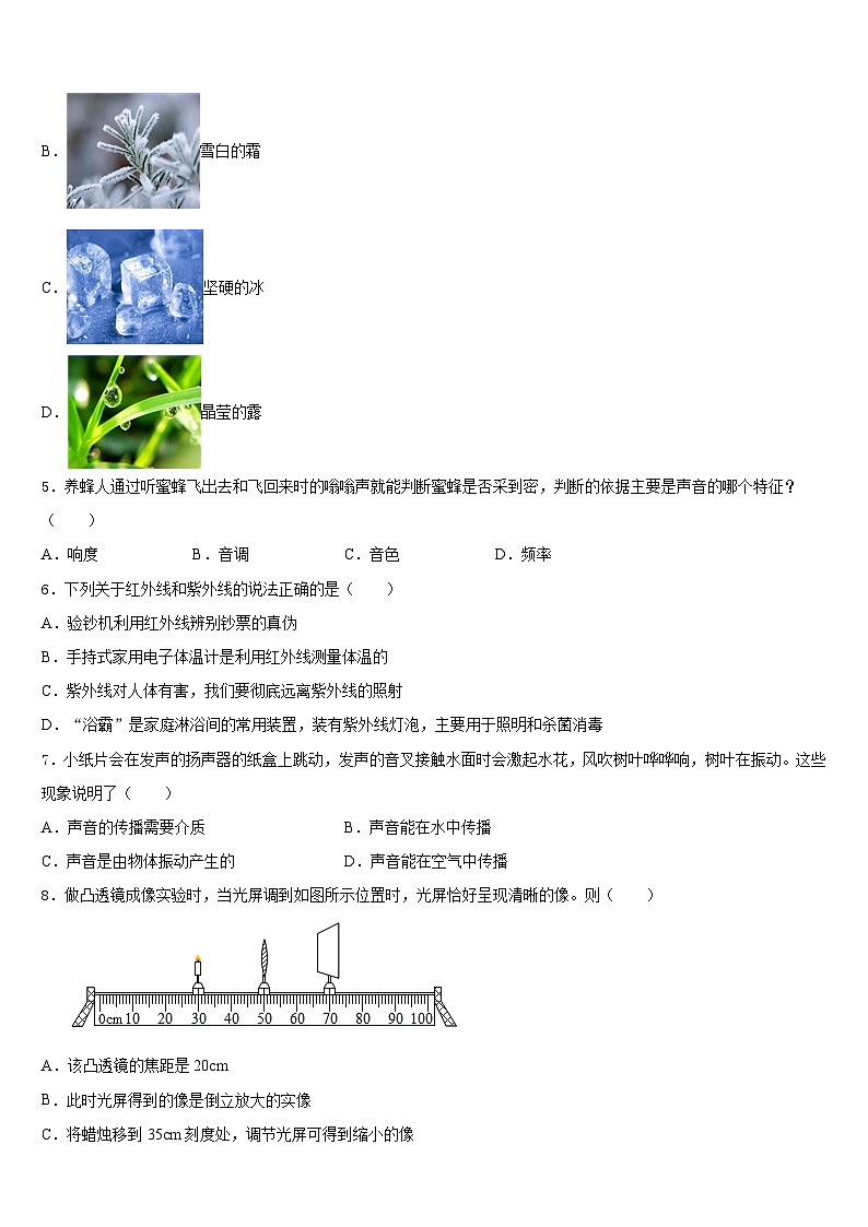 2023-2024学年云南省临沧市镇康县八年级物理第一学期期末质量跟踪监视试题含答案02