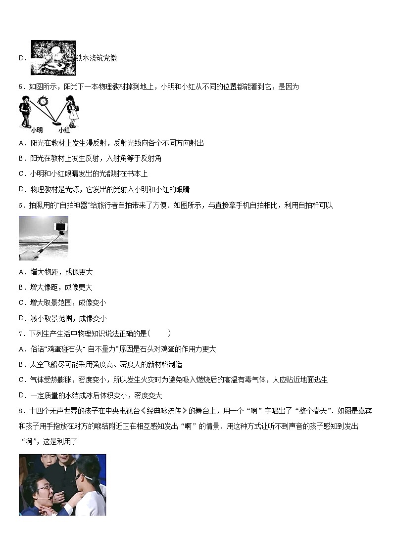 2023-2024学年云南省楚雄州八年级物理第一学期期末经典试题含答案第2页