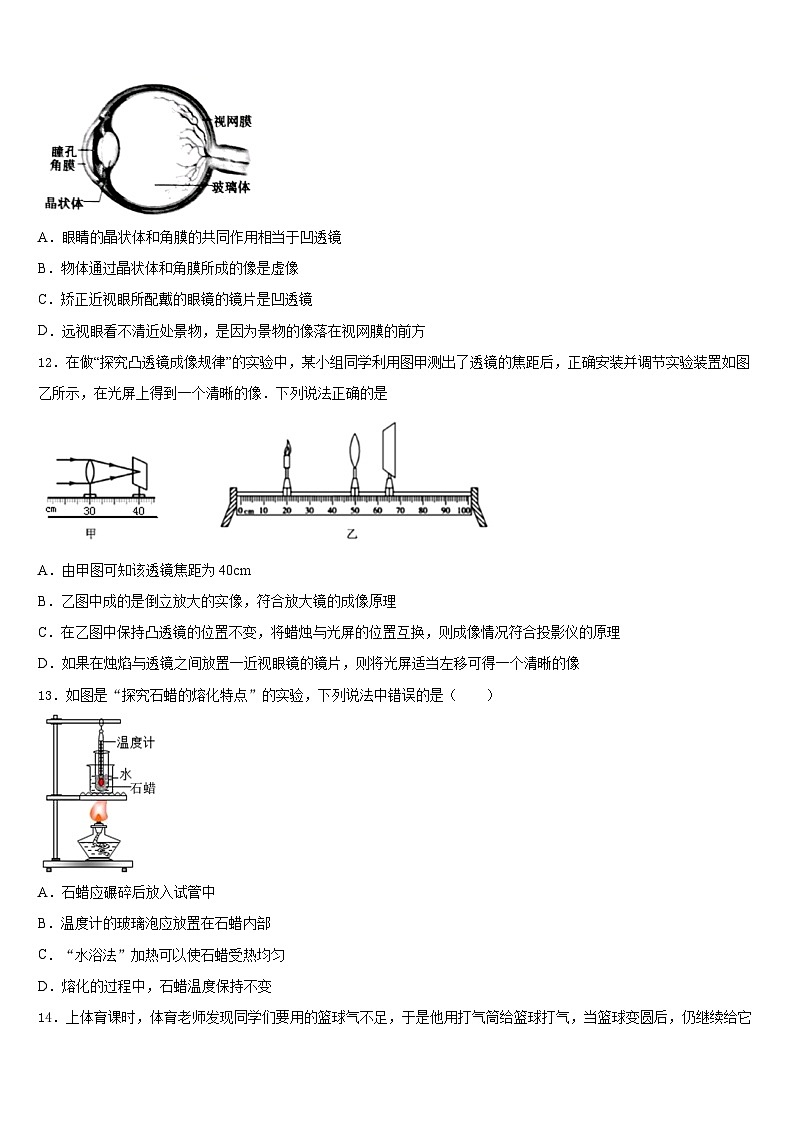 2023-2024学年云南省昆明市五华区云南师范大附属中学八上物理期末联考模拟试题含答案第3页