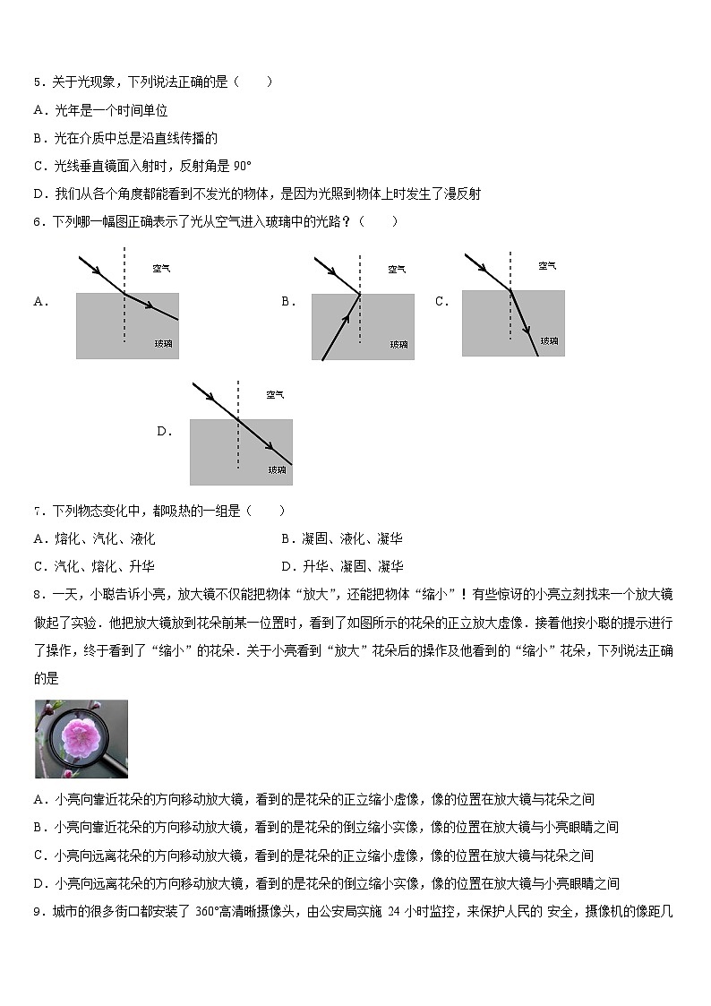 2023-2024学年云南省昭通市昭阳区苏家院镇中学物理八上期末经典试题含答案第2页