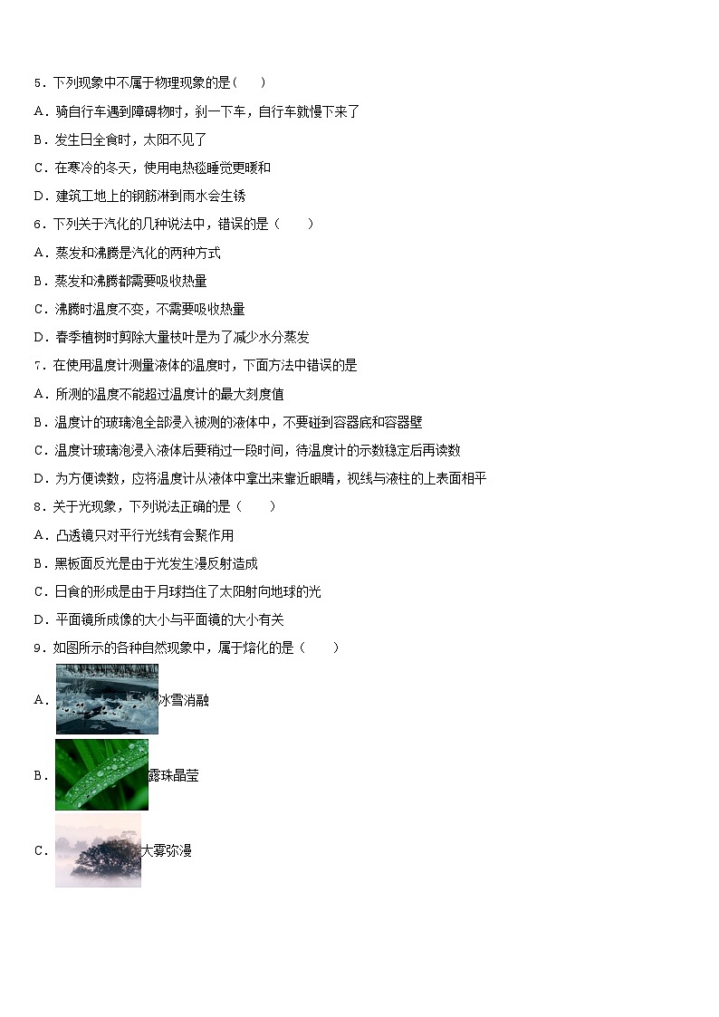 2023-2024学年北京八中学物理八年级第一学期期末综合测试模拟试题含答案第2页