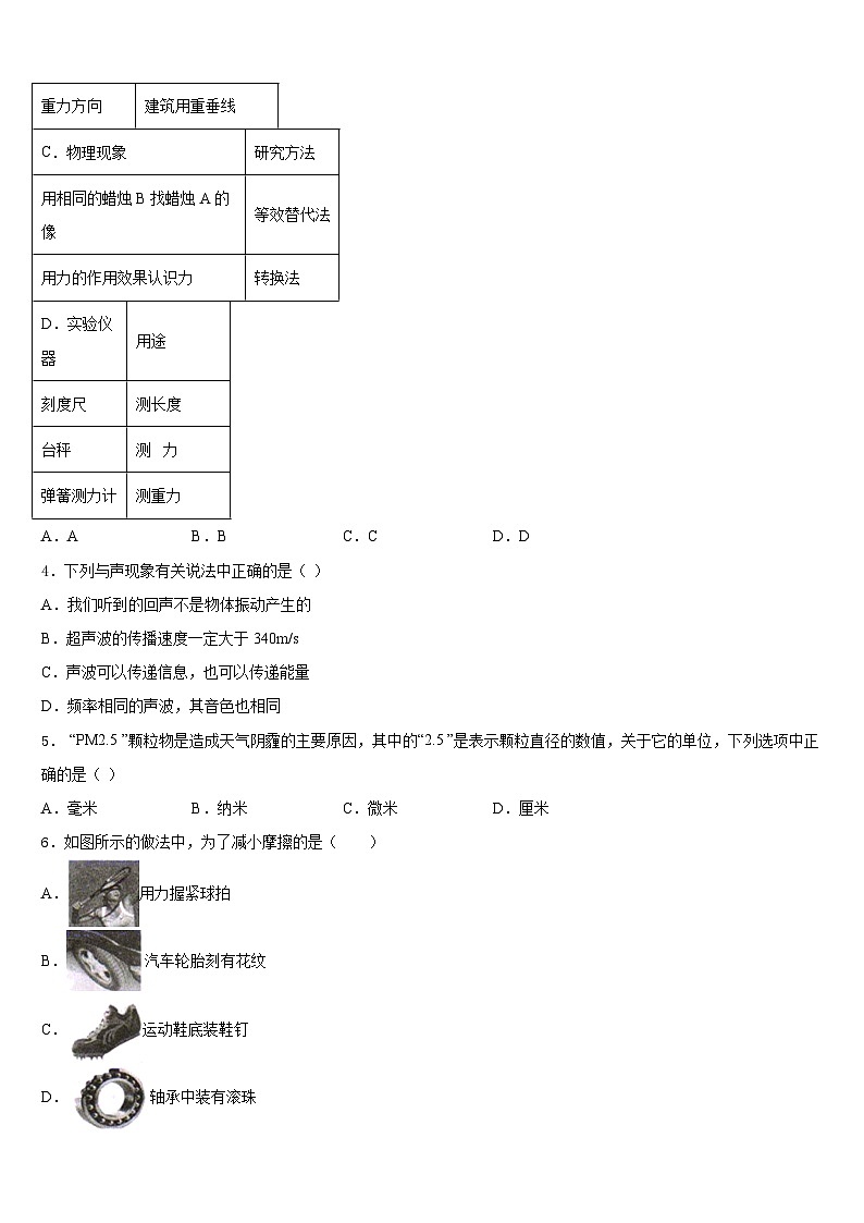 2023-2024学年内蒙古巴彦淖尔市名校物理八年级第一学期期末调研模拟试题含答案第2页