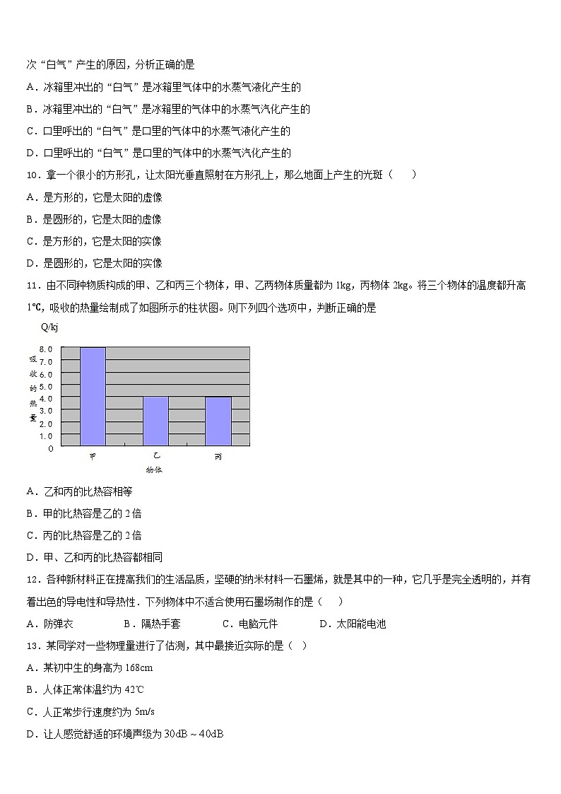 2023-2024学年内蒙古赤峰市翁牛特旗乌丹六中学八年级物理第一学期期末考试试题含答案第3页