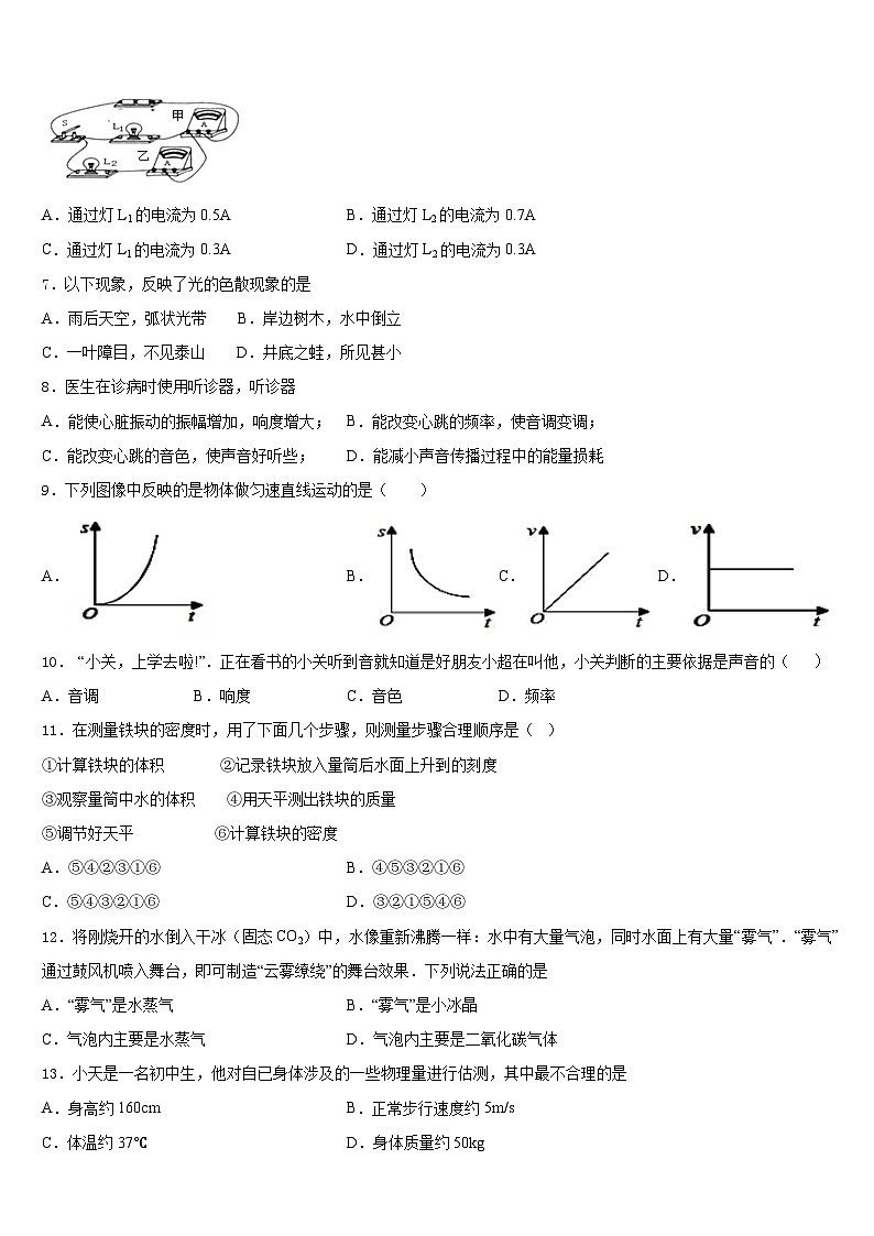 2023-2024学年内蒙古呼和浩特开来中学物理八上期末质量跟踪监视模拟试题含答案第3页
