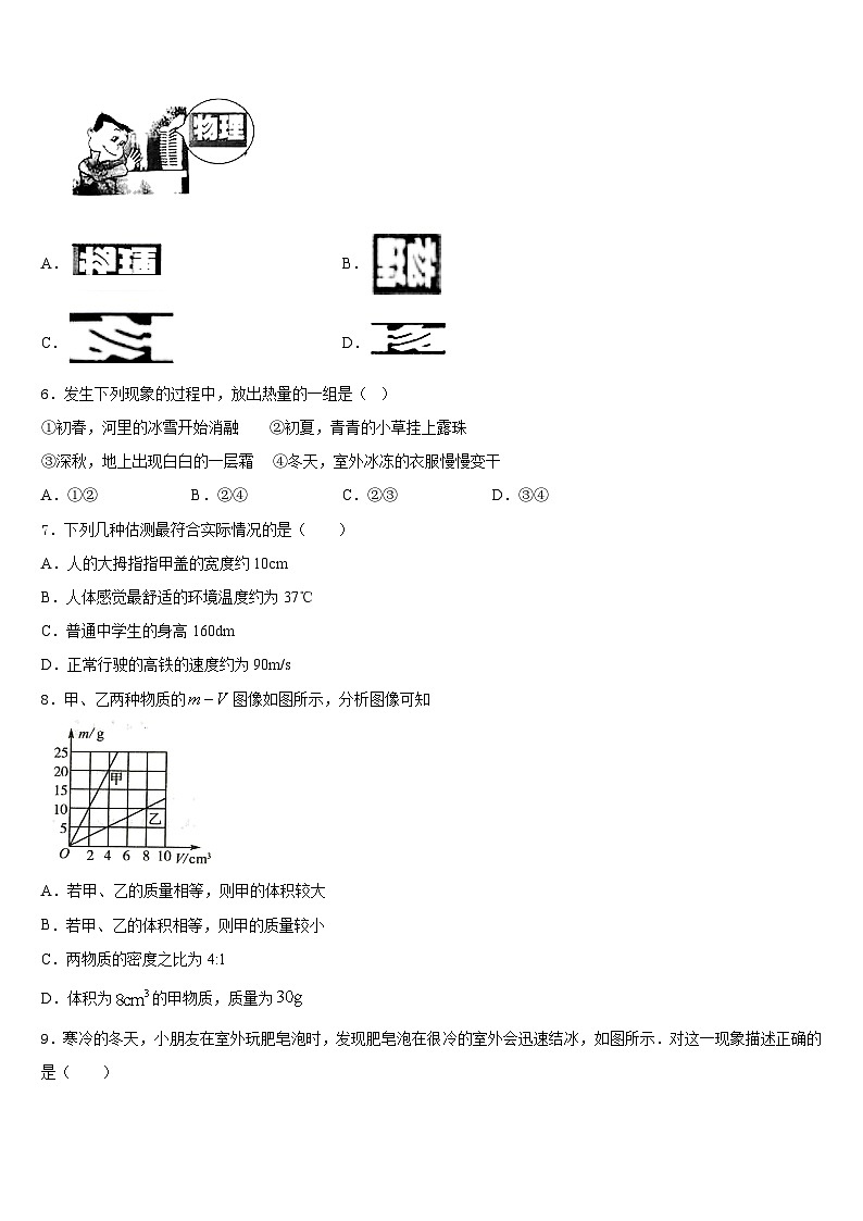 2023-2024学年内蒙古自治区包头市东河区第二中学物理八上期末质量跟踪监视模拟试题含答案02