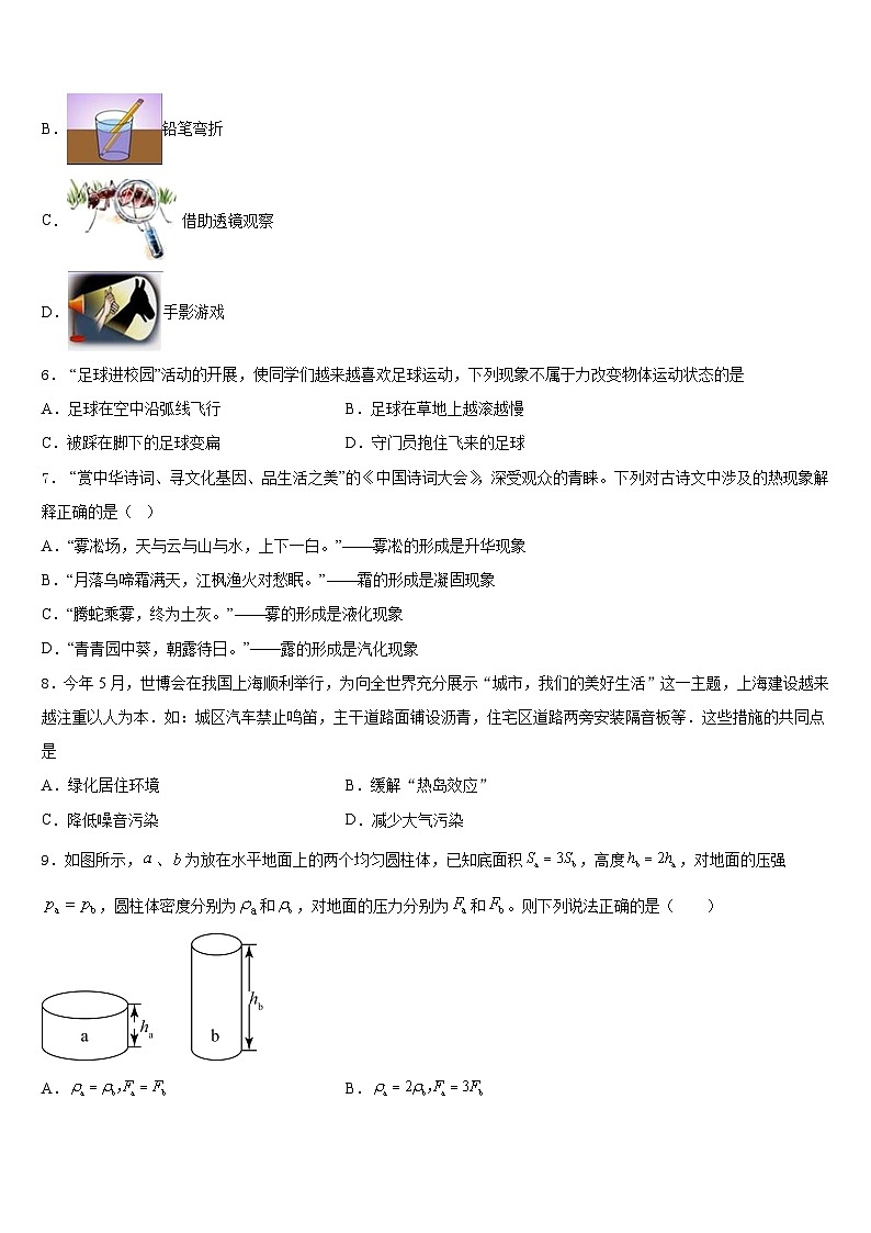 2023-2024学年内蒙古翁牛特旗乌敦套海中学物理八年级第一学期期末达标测试试题含答案02